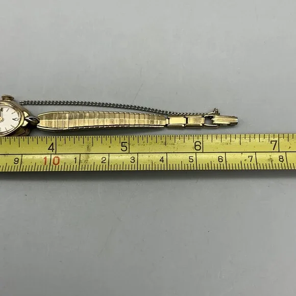 Vintage Caravelle Womens Watch 15mm White Dial Gold Tone Manual Wind 6.5" - Picture 13 of 14